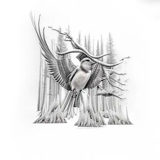 Forest With Birds With A Greek Knight