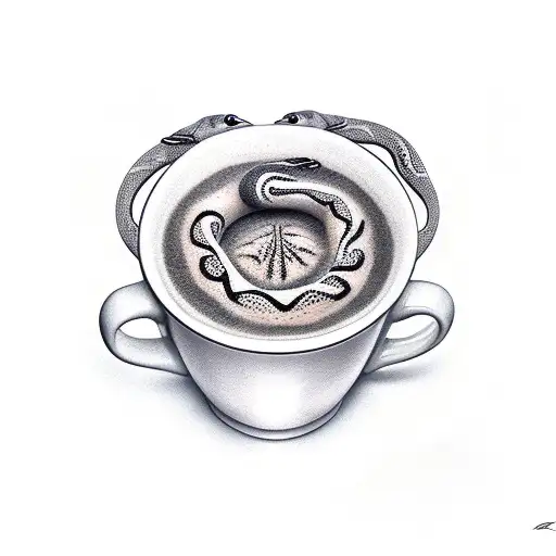 A Coffee Cup With A Snake Wrapped Around It