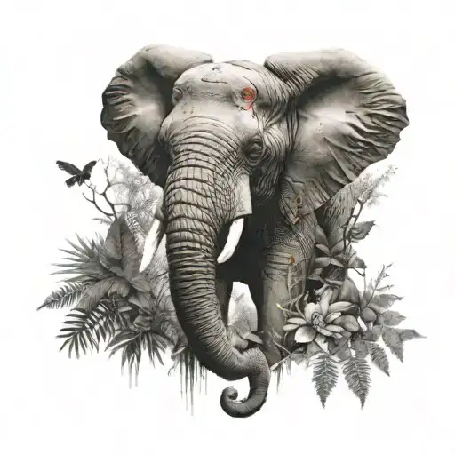 Elephant Head Surrounded With Nature And Photography Love