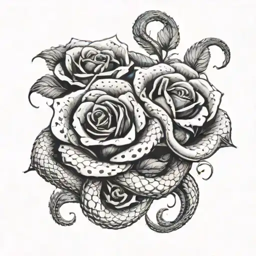 Roses With Snake Intertwined