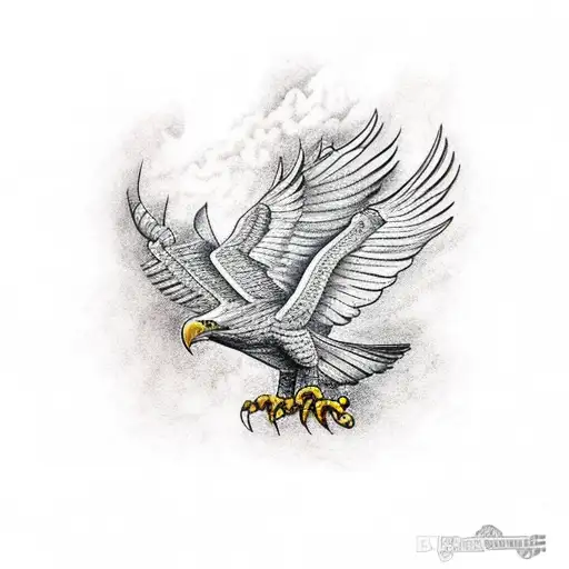 Flying Eagle Holding Spear Using Feet