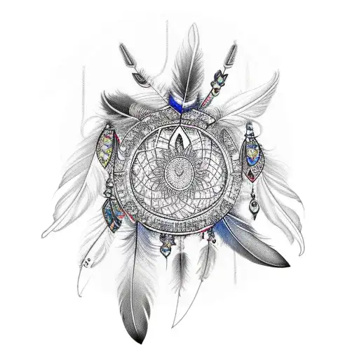 Moon Dream Catcher Crystals And Feathers