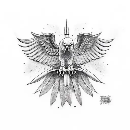 Flying Eagle Holding Spear