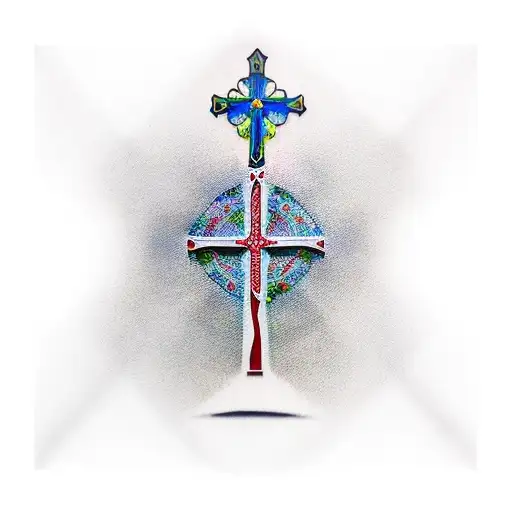 Christian Cross Stained Glass