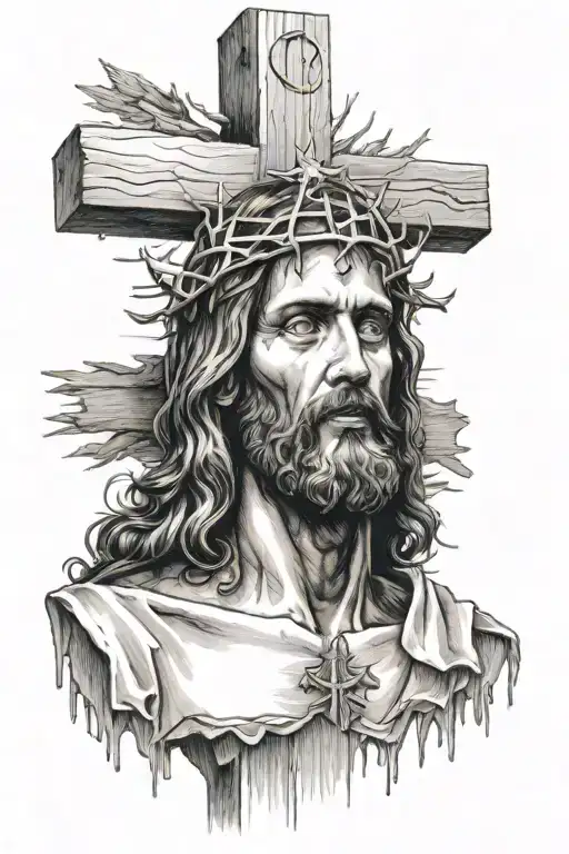 Jesus On Cross With Cross Dead With Inri Above His Head On A Wooden Plaque