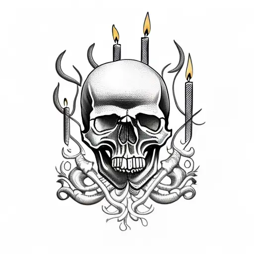 Skull With Candles And Smoke