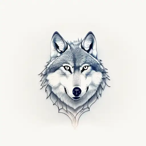 A Neutral Wolf Head With 5 Pinetrees