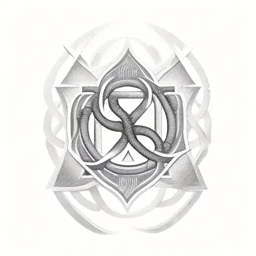 A Paramedic Symbol Intertwined With Elements Of Nature Like Trees And Mountains