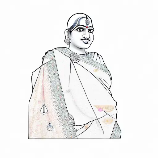 An Indian Woman In A Pink Sari With Krishna Significance