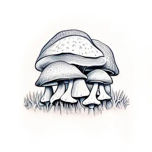 Mushroom Roots Coming Into A Tree