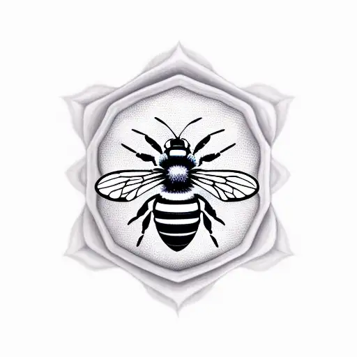 Realistic Bee On Honeycomb