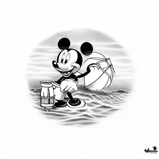 Mickey Mouse Sitting In Beach Chair