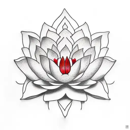 A Realistic Portrait Of Buddha With A Red Lotus Flower In The Background