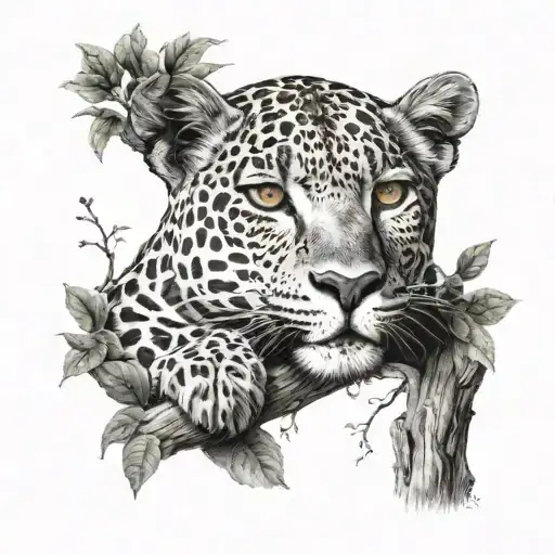 Leopard Resting In Tree