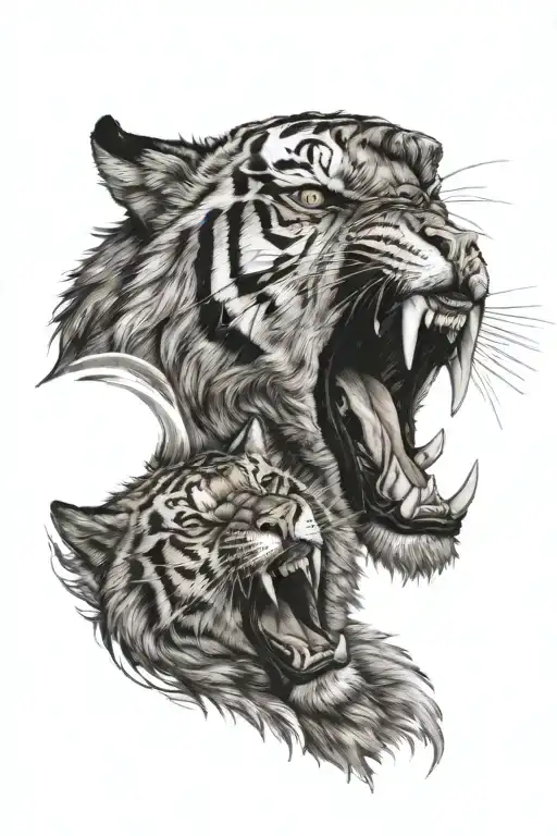 Wolf And Tiger Roaring