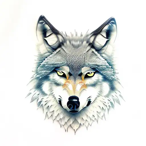 Wolf Head With An Owl Head On Top Of Wolf Night Setting