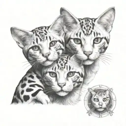 2-Headed Domestic Cats Representing The Zodiac Sign Of Gemini