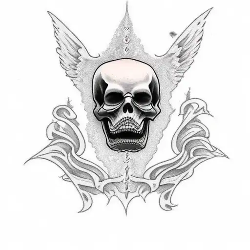 Grim Reaper Back Tattoo With A Ak 47