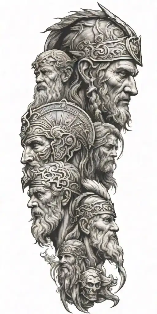 Roman Or Norse Gods In Mountain