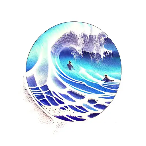 Ocean Wave With Family And Cross