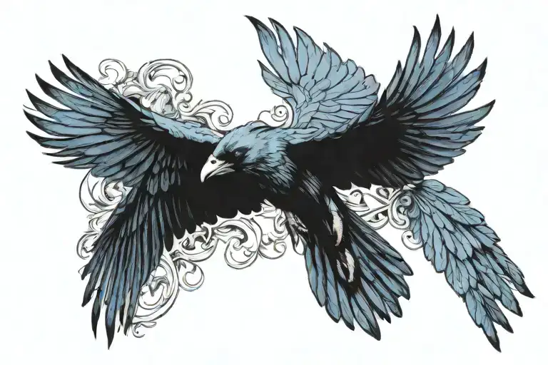 Blue Raven Flying