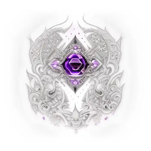 Gothic Moon With Diamonds Purple Amethyst Gems