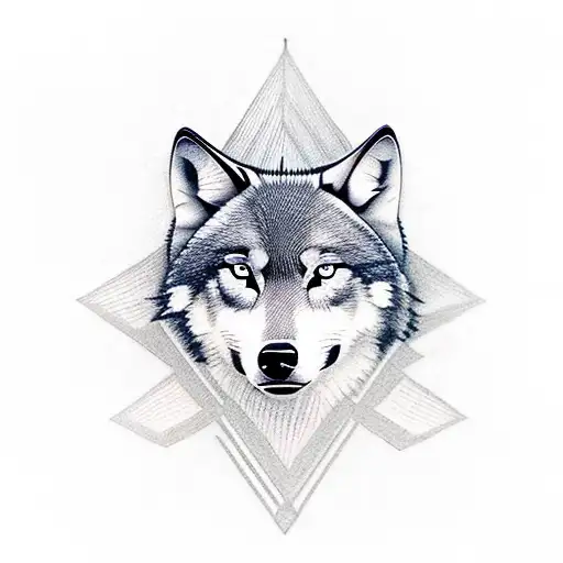 A Traditional Tattoo Of A Wolf And An Equal Sign Intertwined To Symbolize Unity