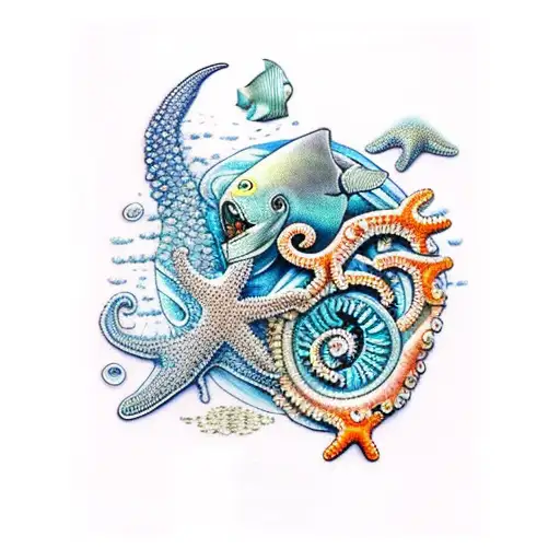 Arm Sleeve With Different Ocean Animals