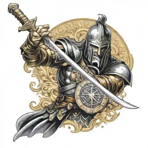 A Christian Warrior Wielding A Sword Of Gold And Diamonds