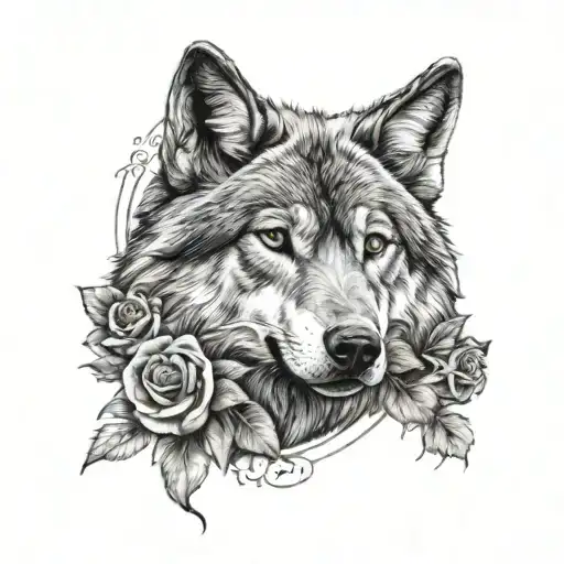 Wolf With Rose