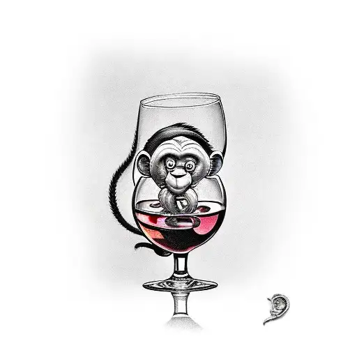A Wine Glass And A Monkey Sharing A Toast
