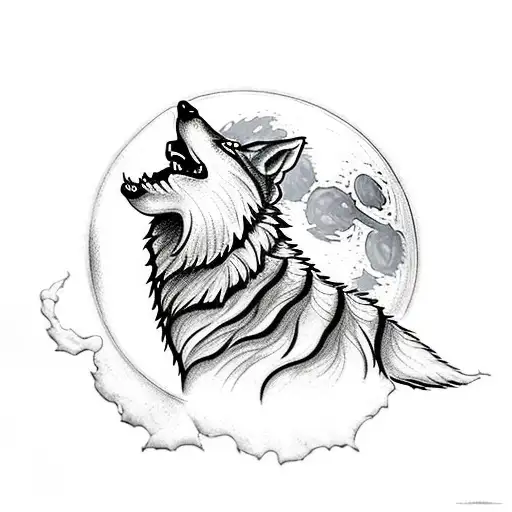 A Wolf Howling At The Moon With Mechanical Gears As Its Eyes
