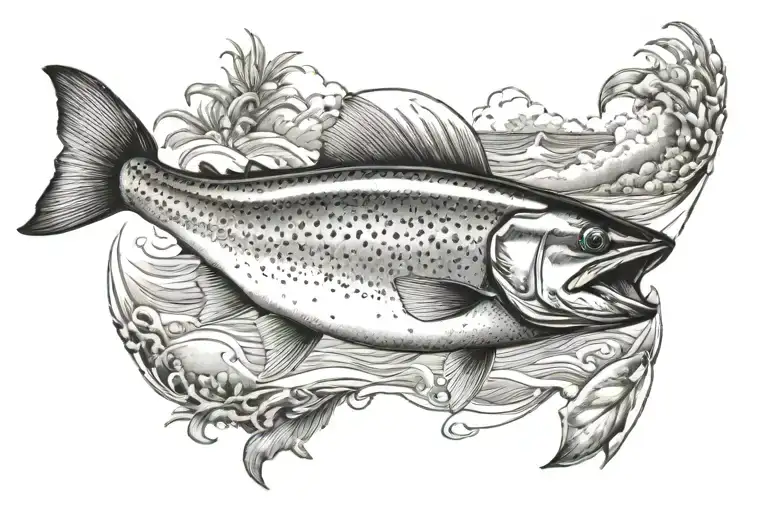 Salmon With Beach Scene In Body
