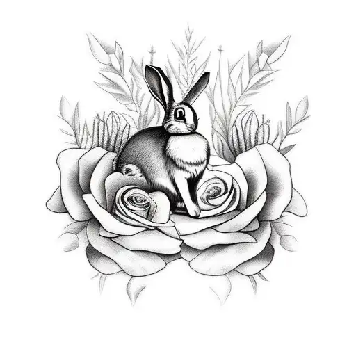 Bunny Cartoon Holding A Flower