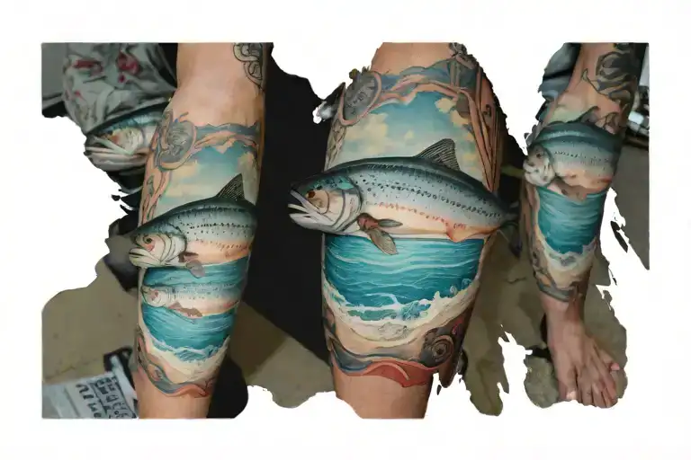 Salmon With Beach Scene Inside