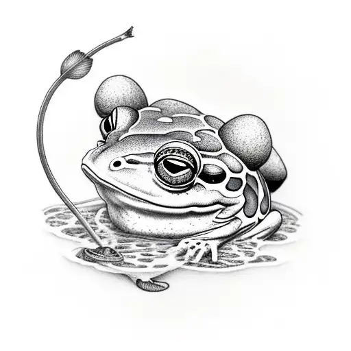 Frog In Kimonos Smoking On Top Of A Mushroom