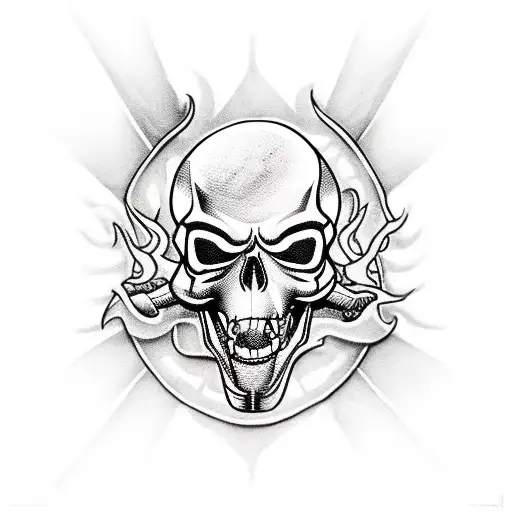 Punk Rock-inspired Harley Davidson Motorcycle With Flames And A Skull