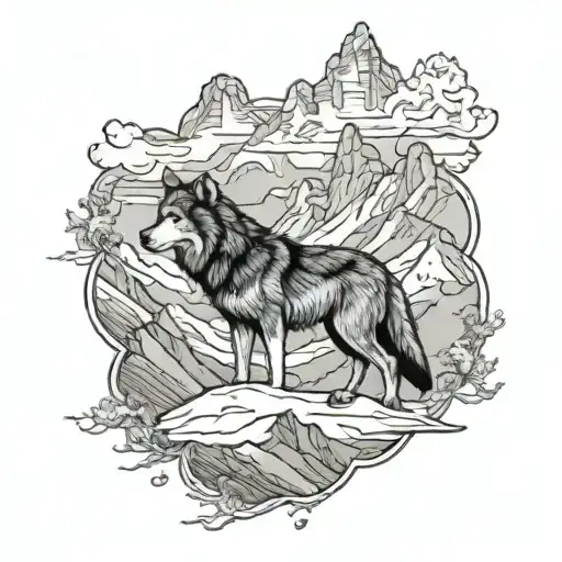 Wolf And Mountain Range