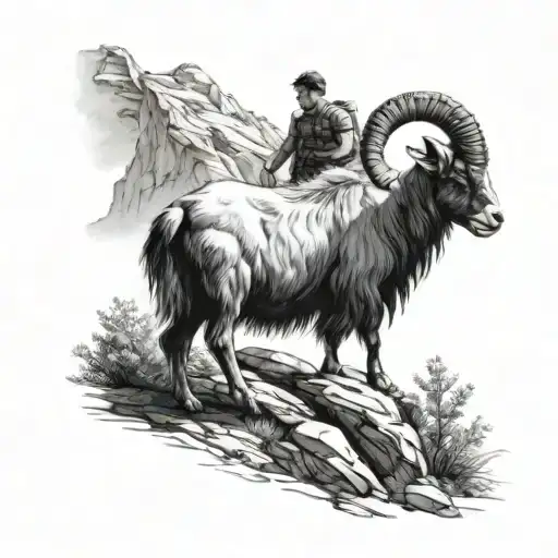 A Student Studying In A Serene Mountain Landscape With A Goat Companion