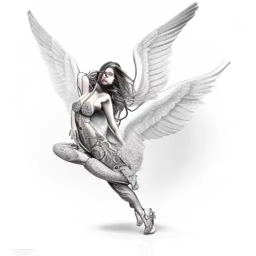 Sexy Full Body Female Guardian Angle