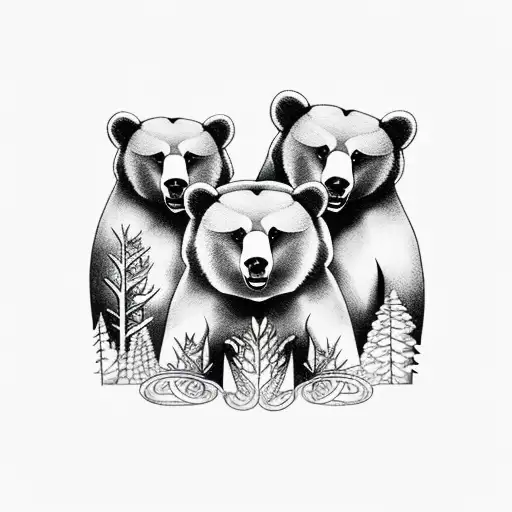 Three Bears In The Forest