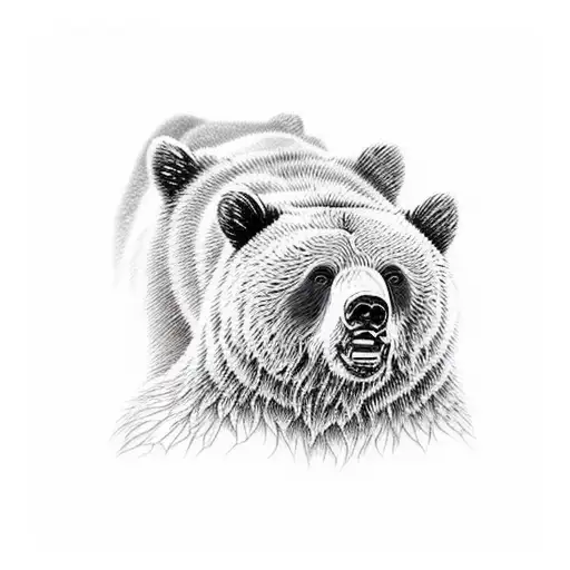 Tres Osos Grizzly Realistas Agresivos Pero Protectores En Color Negro