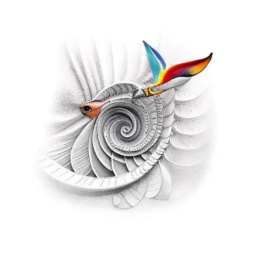 Bird Of Paradise Chasing Fibonacci Sequence On Sand Stone Wall