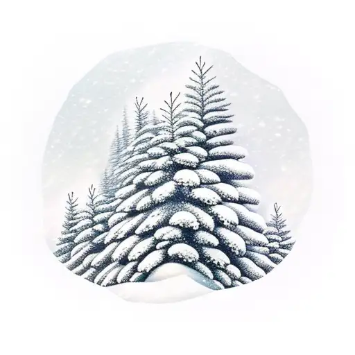 Mountain Pine Tree Snow