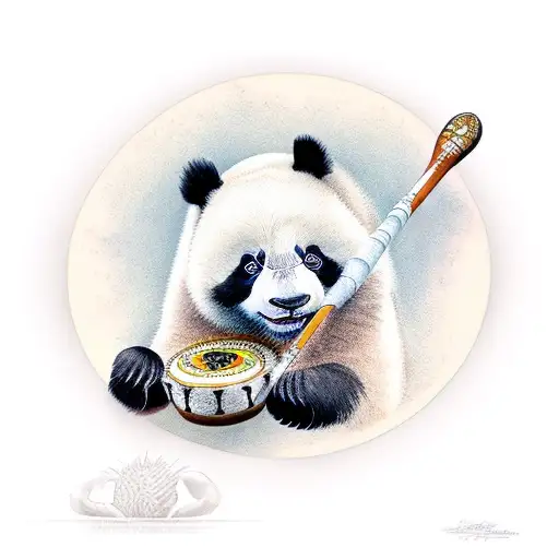 A Panda Bear Playing A Traditional Jamaican Instrument