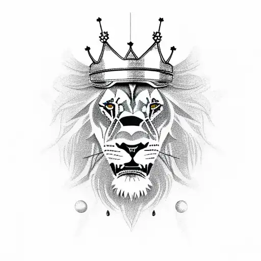 A Lion With A Crown Eating A Basketball