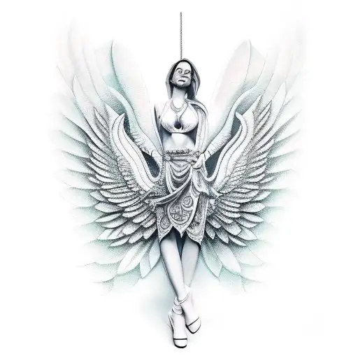 Sexy Full Body Female Guardian Angle