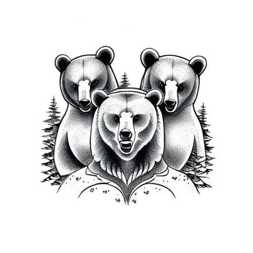 Three Bears In The Forest