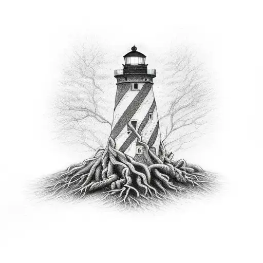 Tree Roots Turning Into A Lighthouse
