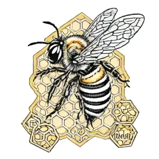 A Smaller Queen Bee On A Piece Of Detailed Honeycomb With The Word Mom In It Somewhere